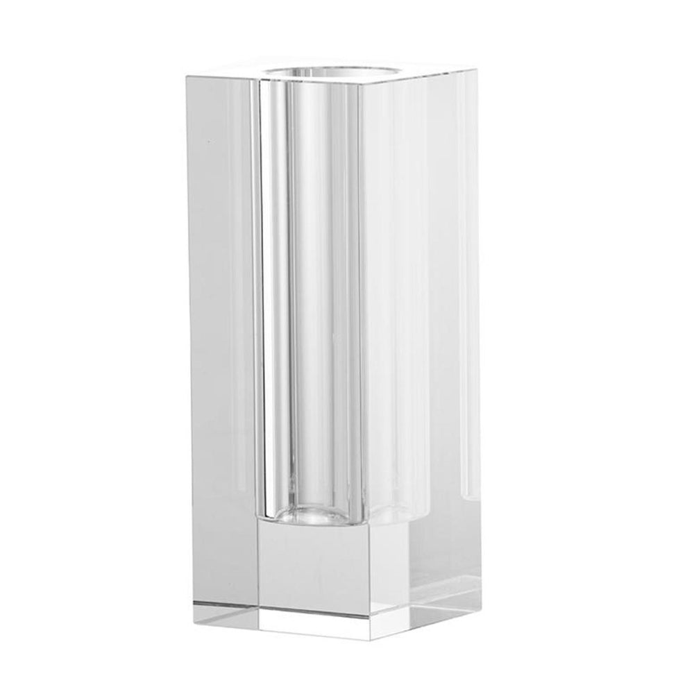 HomeRoots 10" Clear Square Glass Table Vase - Modern Minimalist Design for Fresh Flowers & Elegant Décor 565473