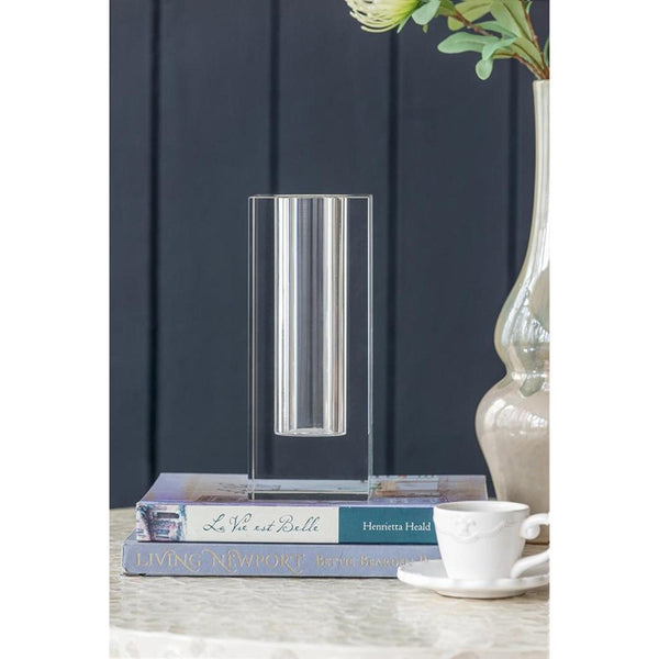 HomeRoots 10" Clear Square Glass Table Vase - Modern Minimalist Design for Fresh Flowers & Elegant Décor 565473