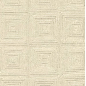 HomeRoots 4' Ivory Wool Geometric Hand-Knotted Area Rug - Durable, Stain-Resistant, Artisan-Crafted Elegance 6' X 9' 565478