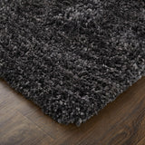 Homeroots 4' X 6' Black Shag Hand Tufted Area Rug Black Polyester 565479