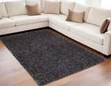 Homeroots 5' X 8' Black Shag Hand Tufted Area Rug Black Polyester 565480