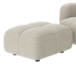 English Elm Beige Boucle L-shaped Sectional with Sculptural Cushion Blocks and Movable Ottoman Beige N758T404142A