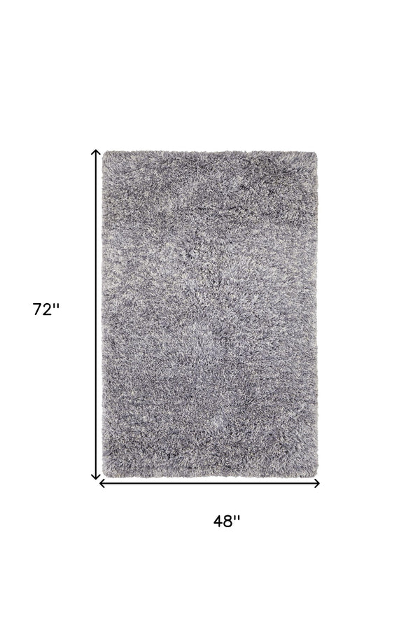 Homeroots 4' X 6' Gray Shag Hand Tufted Area Rug Gray Polyester 565485