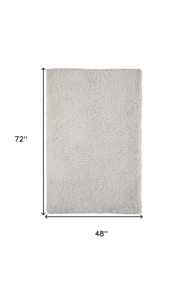 Homeroots 4' X 6' Ivory Shag Hand Tufted Area Rug Ivory Polyester 565491
