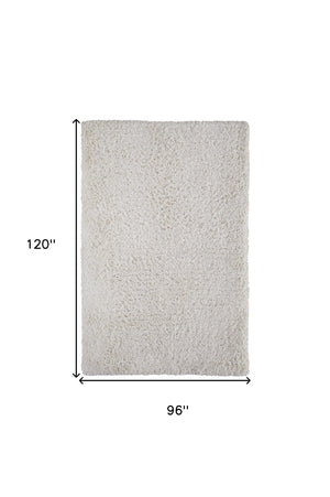 Homeroots 8' X 10' Ivory Shag Hand Tufted Area Rug Ivory Polyester 565493