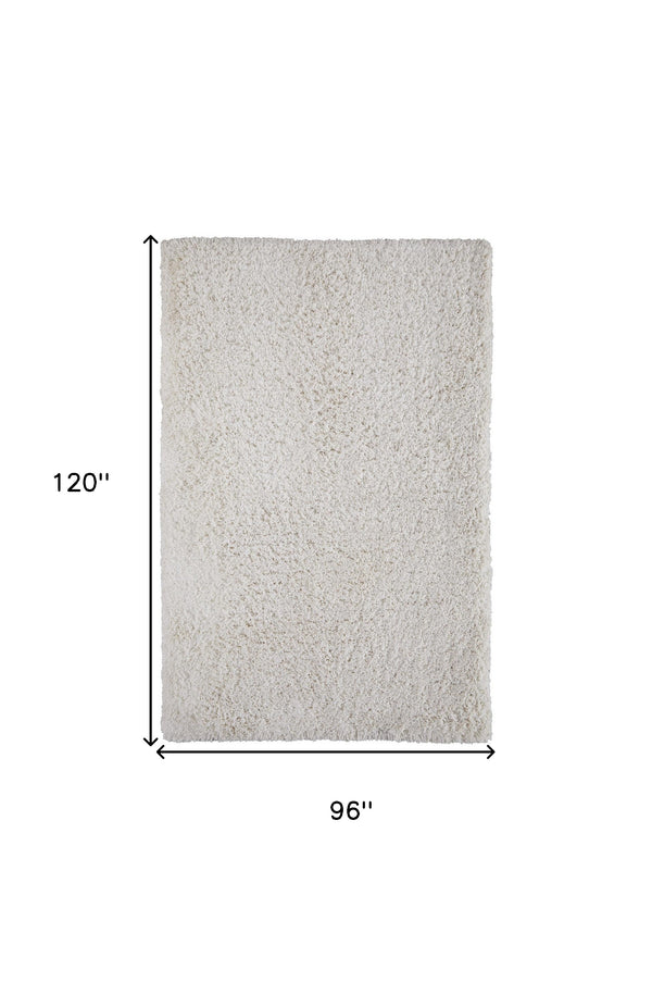 Homeroots 8' X 10' Ivory Shag Hand Tufted Area Rug Ivory Polyester 565493