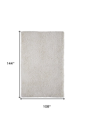 Homeroots 9' X 12' Ivory Shag Hand Tufted Area Rug Ivory Polyester 565494