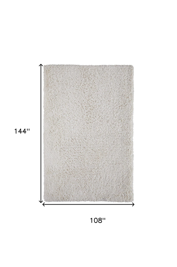 Homeroots 9' X 12' Ivory Shag Hand Tufted Area Rug Ivory Polyester 565494
