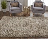 Homeroots 4' X 6' Gray Shag Hand Tufted Area Rug Tan Polyester 565504