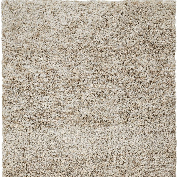 Homeroots 4' X 6' Gray Shag Hand Tufted Area Rug Tan Polyester 565504