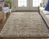 Homeroots 4' X 6' Gray Shag Hand Tufted Area Rug Tan Polyester 565504