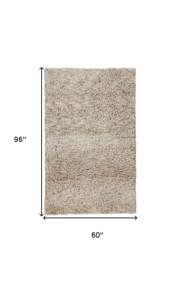 Homeroots 5' X 8' Gray Shag Hand Tufted Area Rug Gray Polyester 565505