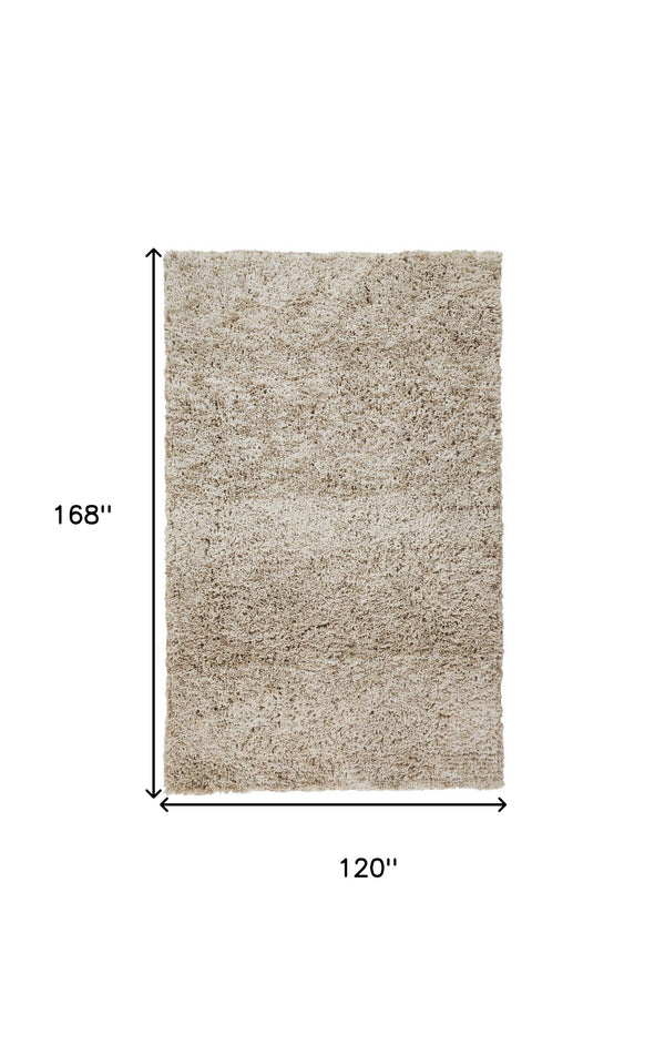 Homeroots 10' X 14' Gray Shag Hand Tufted Area Rug Gray Polyester 565508