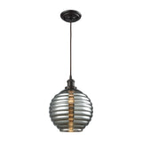 Ridley 10'' Wide 1-Light Mini Pendant - Oil Rubbed Bronze with Smoke Plated Beehive Glass - Includes Adapter Kit 56550/1-LA Elk Lighting