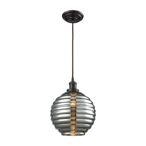 Ridley 10'' Wide 1-Light Mini Pendant - Oil Rubbed Bronze with Smoke Plated Beehive Glass 56550/1 Elk Lighting