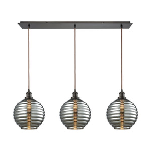 Ridley 36'' Wide 3-Light Linear Pendant - Oil Rubbed Bronze with Smoke-plated Beehive Glass 56550/3LP Elk Lighting