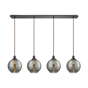 Ridley 46'' Wide 4-Light Linear Pendant - Oil Rubbed Bronze with Smoke-plated Beehive Glass 56550/4LP Elk Lighting