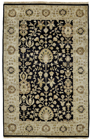 Homeroots 6' X 9' Black Wool Oriental Hand Knotted Area Rug Black Wool 565510