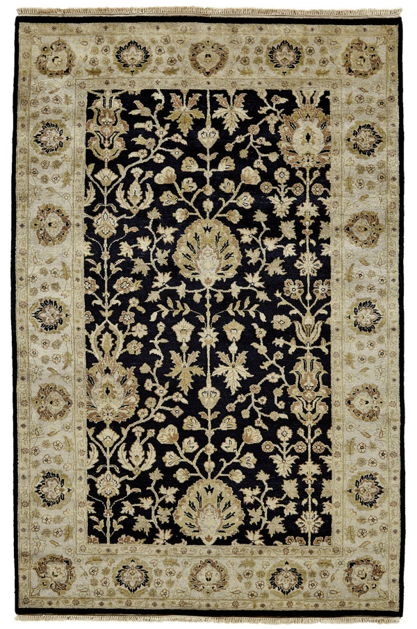 Homeroots 6' X 9' Black Wool Oriental Hand Knotted Area Rug Black Wool 565510