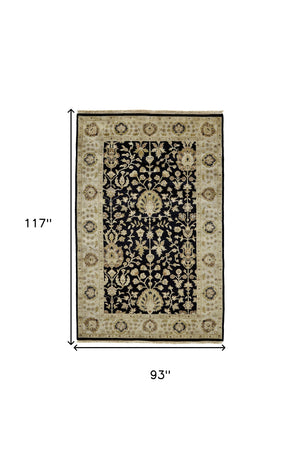 Homeroots 8' X 10' Black Wool Oriental Hand Knotted Area Rug Black Wool 565511