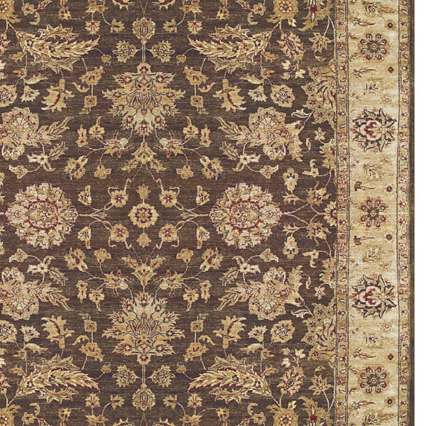 Homeroots 6' X 9' Gold Brown And Tan Wool Oriental Hand Knotted Area Rug Brown Wool 565512