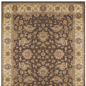 Homeroots 6' X 9' Gold Brown And Tan Wool Oriental Hand Knotted Area Rug Brown Wool 565512