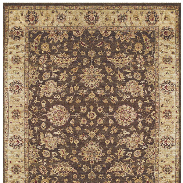 Homeroots 6' X 9' Gold Brown And Tan Wool Oriental Hand Knotted Area Rug Brown Wool 565512