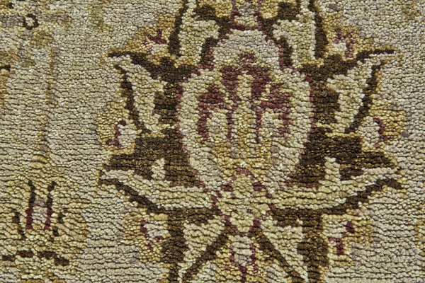 Homeroots 6' X 9' Gold Brown And Tan Wool Oriental Hand Knotted Area Rug Brown Wool 565512