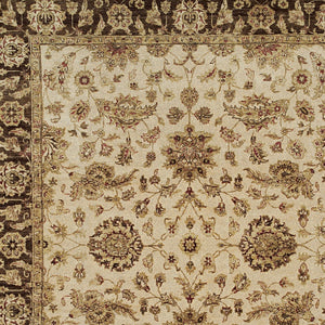 Homeroots 4' X 6' Ivory Brown And Gold Wool Oriental Hand Knotted Area Rug Ivory Wool 565513