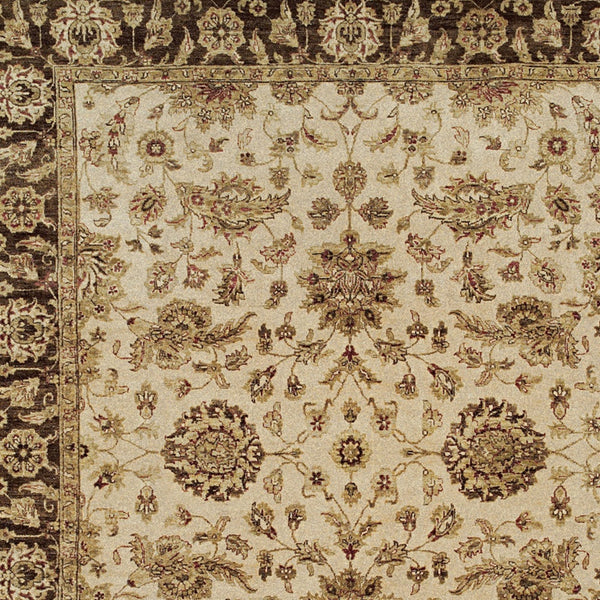 Homeroots 4' X 6' Ivory Brown And Gold Wool Oriental Hand Knotted Area Rug Ivory Wool 565513