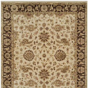 Homeroots 4' X 6' Ivory Brown And Gold Wool Oriental Hand Knotted Area Rug Ivory Wool 565513