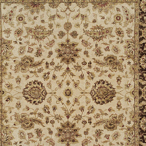 Homeroots 6' X 9' Ivory Brown And Gold Wool Oriental Hand Knotted Area Rug Ivory Wool 565514