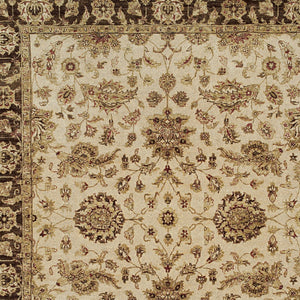 Homeroots 8' X 10' Ivory Brown And Gold Wool Oriental Hand Knotted Area Rug Ivory Wool 565515