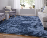 Homeroots 4' X 6' Blue Shag Hand Tufted Area Rug Blue Polyester 565517