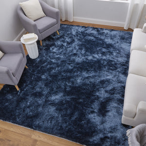 Homeroots 5' X 8' Blue Shag Hand Tufted Area Rug Blue Polyester 565518