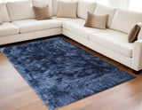 Homeroots 5' X 8' Blue Shag Hand Tufted Area Rug Blue Polyester 565518