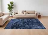 Homeroots 8' X 10' Blue Shag Hand Tufted Area Rug Blue Polyester 565519