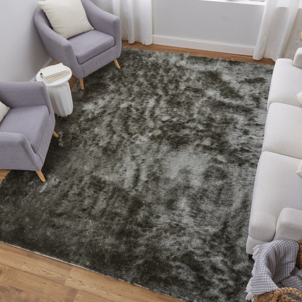 HomeRoots 4' Plush Blue Shag Area Rug - Hand-Tufted Retro Design for Cozy Comfort in Any Living Space 5' X 8' 565522