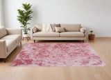 Homeroots 8' X 10' Pink Shag Hand Tufted Area Rug Pink Polyester 565527