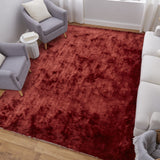 Homeroots 4' X 6' Red Shag Hand Tufted Area Rug Red Polyester 565529