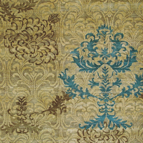 HomeRoots 4' Hand-Knotted Floral Area Rug in Tan, Blue, and Brown – Artisanal Elegance for Any Space 4' X 6' 565533