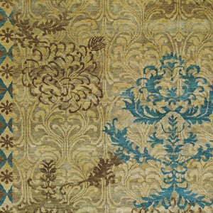 HomeRoots 4' Hand-Knotted Floral Area Rug in Tan, Blue, and Brown – Artisanal Elegance for Any Space 8' X 10' 565535