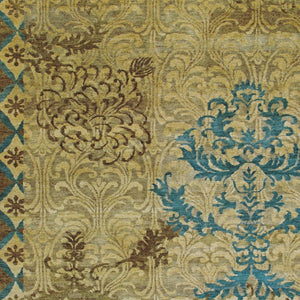 HomeRoots 4' Hand-Knotted Floral Area Rug in Tan, Blue, and Brown – Artisanal Elegance for Any Space 8' X 10' 565535