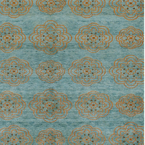 HomeRoots 4' Hand-Knotted Floral Area Rug in Muted Green, Blue & Taupe – Vintage Charm for Any Space 4' X 6' 565539