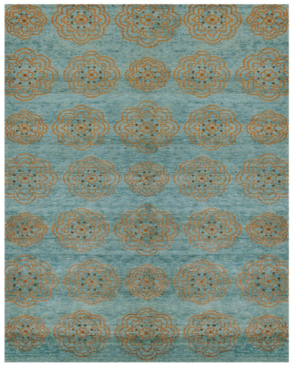 HomeRoots 4' Hand-Knotted Floral Area Rug in Muted Green, Blue & Taupe – Vintage Charm for Any Space 4' X 6' 565539