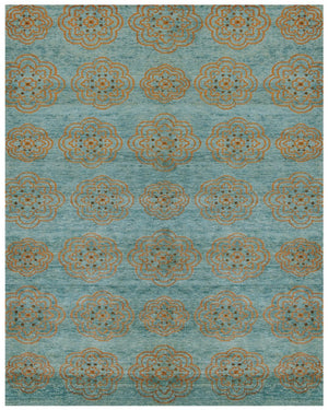 HomeRoots 4' Hand-Knotted Floral Area Rug in Muted Green, Blue & Taupe – Vintage Charm for Any Space 4' X 6' 565539