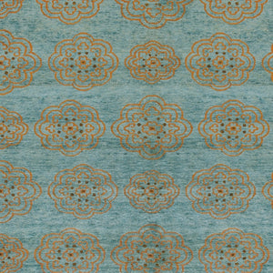 HomeRoots 4' Hand-Knotted Floral Area Rug in Muted Green, Blue & Taupe – Vintage Charm for Any Space 6' X 9' 565540