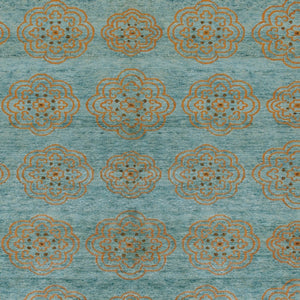 HomeRoots 4' Hand-Knotted Floral Area Rug in Muted Green, Blue & Taupe – Vintage Charm for Any Space 6' X 9' 565540