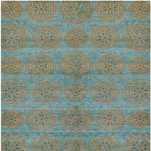 HomeRoots 4' Hand-Knotted Floral Area Rug in Muted Green, Blue & Taupe – Vintage Charm for Any Space 6' X 9' 565540