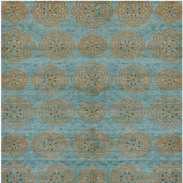 HomeRoots 4' Hand-Knotted Floral Area Rug in Muted Green, Blue & Taupe – Vintage Charm for Any Space 6' X 9' 565540